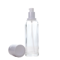 Emballage cosmétique personnalisé de 100ml 120ml flacon en verre de fond de teint liquide pompe sérum lotion vide brillant avec pompe