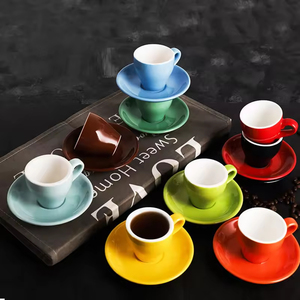 Classic Luxury 80ml Mini <b>Espresso</b> Ceramic Coffee Mug Set with Saucer and Plates Custom Logo Back to School - Product Image 2