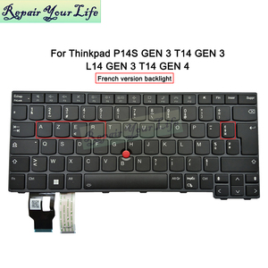 FR Teclado para Notebook Retroiluminado Francês para Lenovo <span class=keywords><strong>Thinkpad</strong></span> P14S GEN 3 T14 L14 GEN 3 T14 GEN 4 SN21D67682 com Moldura e TrackPoint - Product Image 2