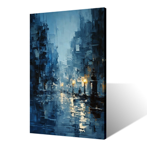Hiện đại đô thị phong cảnh tường nghệ thuật-trừu tượng in màu Xanh cảnh quan thành phố đường phố bức tranh kỹ thuật số trên vải với dầu vừa - Product Image 2