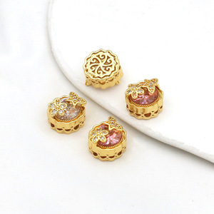 Cuentas Espaciadoras con Diseño de Mariposa Floral, Chapadas en Oro de 18k, con Diamantes de Imitación, Accesorios de Joyería DIY D176 - Product Image 5