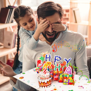 Winpsheng Sinh Nhật Lớn Thẻ 3D Pop up Ánh Sáng Và Âm Nhạc Hạnh Phúc Âm Nhạc Món Quà Sinh Nhật Thiệp Chúc Mừng Thẻ Cho Nam Giới Phụ Nữ Trẻ Em - Product Image 2
