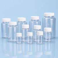 Bouteille en plastique transparent PET de 20 ml/50 ml/100 ml/200 ml/300 ml/500 ml avec bouchon à vis à large ouverture pour l'emballage de capsules
