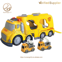 Nouveau jouet de camion de pompiers de dessin animé en plastique ensemble avec lumière et son jouets de Train moulés sous pression pour enfants tracteur à Friction coulissant-remorque pour jouer