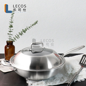 Sartén Profunda <span class=keywords><strong>Antiadherente</strong></span> de Acero Inoxidable LECOS Factory <span class=keywords><strong>Jumbo</strong></span> para Cocinar y Freír con Asa Auxiliar, Apta para Inducción - Product Image 2