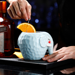 Personalità creativa elefante occhiali da Cocktail blu fatti a mano in ceramica Tiki tazza di vino bicchiere da Cocktail - Product Image 4