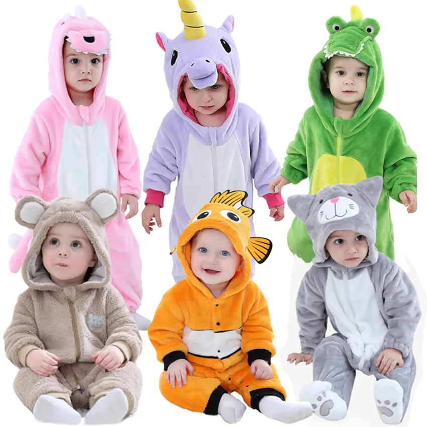 Nouveau personnalisé enfants barboteuses à capuche combinaison pour bébé enfant en bas âge une pièce barboteuses bébé animaux Costumes