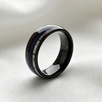 Bague de mode en carbure de tungstène noir avec incrustation bois, fil de pêche et bois de cerf pour hommes et femmes, bague de fiançailles et de mariage