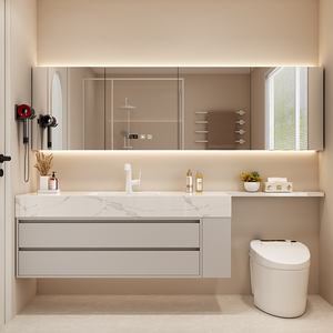 Mueble <span class=keywords><strong>de</strong></span> <span class=keywords><strong>Baño</strong></span> Flotante <span class=keywords><strong>de</strong></span> Estilo Contemporáneo con Almacenamiento Lateral, Lavabo <span class=keywords><strong>de</strong></span> <span class=keywords><strong>Vidrio</strong></span> sin Gabinete <span class=keywords><strong>para</strong></span> <span class=keywords><strong>Baño</strong></span> - Product Image 1