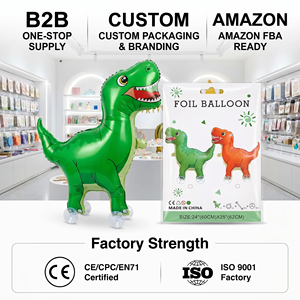 Ballons en forme de <span class=keywords><strong>dinosaure</strong></span> T-Rex en aluminium, animaux de dessin animé, pour décoration de fête d'anniversaire - Product Image 1