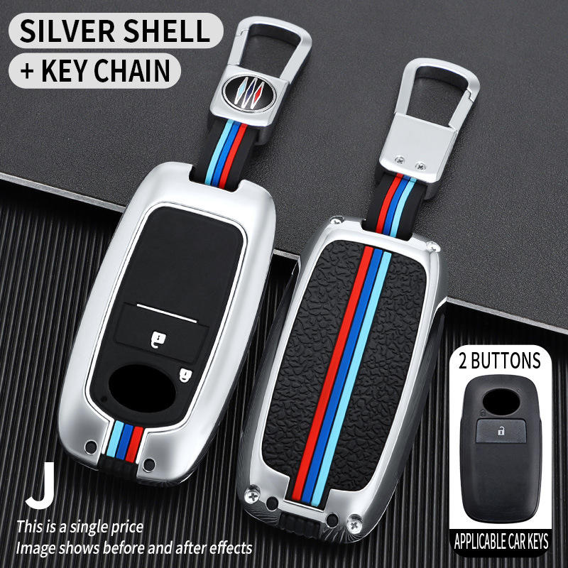 Modèle J Argenté, 2 boutons, coque simple + boucle courte