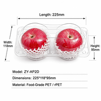 Boîte d'emballage en plastique PET transparente de qualité alimentaire à 2 compartiments pour la présentation de fruits frais en supermarché