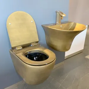 Pack inodor sink basin vanity combo bathroom accessories Golden-Vessel-Sink toilette lavabo marble mosaic bath ware unit