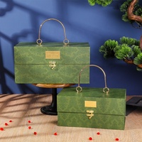 Boîte en papier personnalisée de luxe à 2 couches, impression de gâteau de lune, emballage de Logo personnalisé, boîte à gâteaux de lune avec poignée