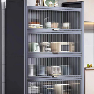 Étagère de cuisine multi-niveaux <span class=keywords><strong>à</strong></span> fond plat, meuble de rangement hermétique pour poêles et friteuses <span class=keywords><strong>à</strong></span> air, support métallique anti-poussière, vente directe usine - Product Image 4