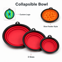 Bol de voyage pliable en silicone pour chien, gamelle anti-glouton pour nourriture et eau, pour animaux de compagnie, pliable, étanche et léger