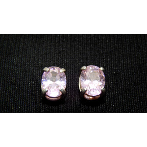 . Orecchini a bottone in argento 925 e zircone rosa - Product Image 1
