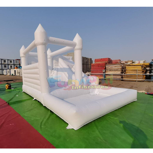 Castillo inflable comercial blanco para fiestas de cumpleaños infantiles al aire libre con tobogán y piscina de pelotas - Product Image 2