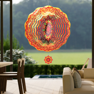 Nuevas Decoraciones Navideñas, Molinillo de Viento Metálico para Jardín, Adorno de Crisantemo Naranja, Molinillo de Viento 3D Grande - Product Image 4