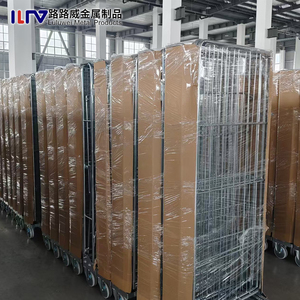 Heavy Duty Foldable Roll Cage Trolley Wire Mesh Cart with <strong>Wheels</strong> Logistics - Product Image 6