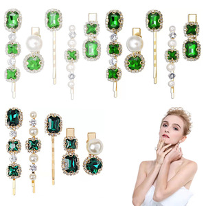 Pinzas para el <span class=keywords><strong>Cabello</strong></span> de Metal Plateado Brillante con Cristales y Piedras Preciosas de Lujo, Estilo Casual Elegante para Niñas, 5 Piezas por Juego, Gran Venta - Product Image 6