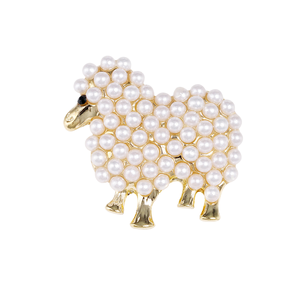 Broche de Perla con Diseño de Oveja, Simple y Versátil, para <span class=keywords><strong>Cardigan</strong></span>, Anti-Luz, con Forma de Cordero - Product Image 1