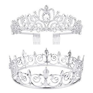 BELLE WORLD Ensemble de couronnes Roi et Reine pour le <span class=keywords><strong>bal</strong></span> de promo, diadème baroque en cristal et strass pour mariage, anniversaire, fête de remise des diplômes - Product Image 4