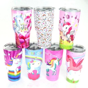 30oz đôi tường RTIC thép không gỉ cách nhiệt stemless Tumbler với rơm và bàn chải Flamingo Cup 30oz - Product Image 4