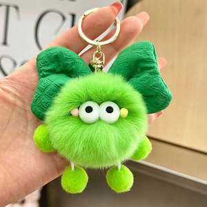 Nuevo Llavero de Peluche de Conejo Rex Adorable con Luz 3D, Diseño Personalizado, Moño, Bola de Carbón, Dumpling, Portátil, para Mochilas Escolares y Coche - Product Image 6