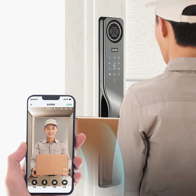 2025 New Style Tuya Wifi Video Intercom 3D Face Recognition Palm Fingerprint Lock Intelligent Door Lock High-end Smart Door Lock · image 3