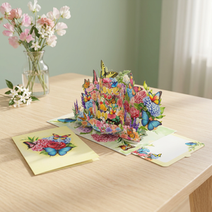Carte de vœux écologique faite à la main avec papillon et fleur en 3D, avec enveloppe, cadeau pour anniversaire, fête des mères, anniversaire de mariage - Product Image 5
