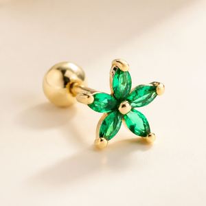 Labret en titane pour cartilage, lèvre ou oreille, avec zircon plaqué or, style vintage géométrique, filetage interne, pour piercing corporel, mariage et fiançailles - Product Image 3
