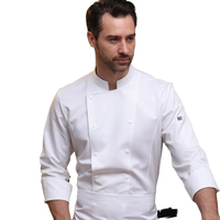 Uniformes de chef unisexes en polyester/coton tricoté toutes saisons, à double boutonnage, manches longues, pour restaurants et hôtels, vente en gros
