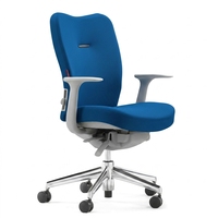 Chaise de bureau ergonomique en tissu, hauteur réglable, soutien lombaire, pivotante, avec base à roulettes, pour espace de travail à domicile
