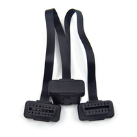 Cable Extensor OBD Plano y Delgado de 16 Pines, Conector Divisor en Y de 16 Pines ELM327 Macho a Doble Hembra, Cable de Extensión OBDII