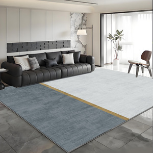 Alfombra de Terciopelo de Cristal Estilo Nórdico, Rectangular, con Patrón Geométrico Abstracto a Rayas, Resistente a las Manchas, para Sala de Estar, Oficina, Entrada - Product Image 4