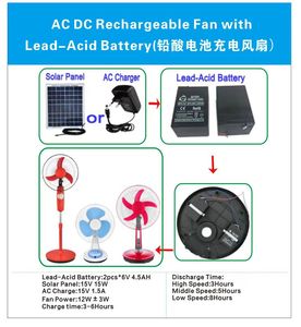 12V AC DC 16 18 인치 새로운 트렌드 스탠딩 팬 (태양광 패널 포함) 친환경 충전식 태양열 팬 (LED 조명 및 USB 충전기 포함) - Product Image 5