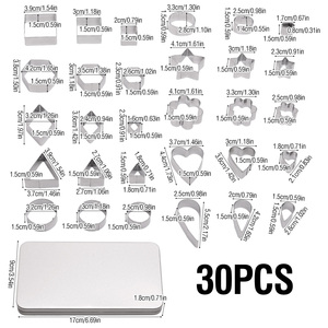 Vente directe d'usine 30 pièces <span class=keywords><strong>Moule</strong></span> à biscuits en acier inoxydable <span class=keywords><strong>Mini</strong></span> Fondant avec forme géométrique Emporte-pièces pour outils de pâtisserie DIY - Product Image 3