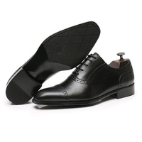 Chaussures habillées Oxford de luxe italiennes faites à la main pour hommes en cuir véritable à bout pointu, antidérapantes, respirantes, légères et élégantes