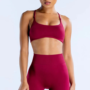 Sujetador deportivo HP-YY003 sin costuras con espalda cruzada y cuello en U de secado rápido para mujer, sujetador de yoga suave como la mantequilla - Product Image 5
