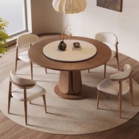 Ensemble table et chaises de salle à manger modernes en bois massif, dossier capitonné en cuir, convertible, écologique, extensible, inclinable, pour hôtel