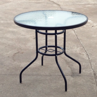 Table ronde en fer moderne et durable pour extérieur, jardin, patio, parc, salle de sport, avec plateau en verre à effet d'eau, résistante aux intempéries, mobilier Aibike