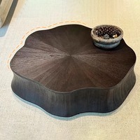 Table basse sculpturale moderne en forme de fleur, grain de bois noir, pour salon, hôtel, salle de séjour