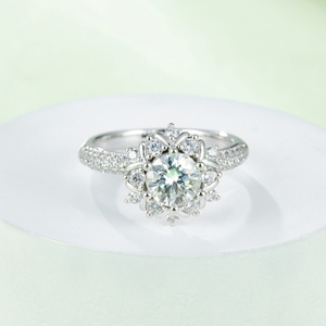 J&C 1CT Round Cut D Color Lab Grown <b>Diamond</b> <b>Ring</b> 925 Sterling Silver Luxury Engagement <b>Ring</b> - Product Image 4