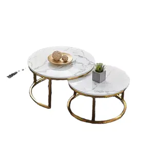 Dessus en bois de Style chaud avec Texture de marbre minimaliste bureau maison salon canapé meubles Table basse de luxe