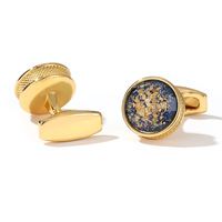 Boutons de manchette haut de gamme en métal, motif coloré de luxe, ronds, dorés, en alliage, pour chemise