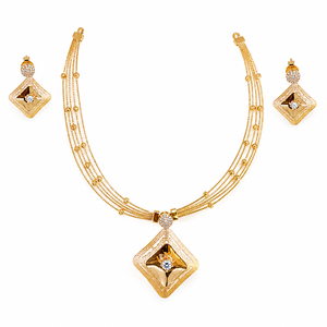 Conjunto de Collar con Colgante Geométrico Chapado en Oro Italiano sobre Plata 925 con Aretes a Juego, Joyería de Diseño para Mujer - Product Image 1