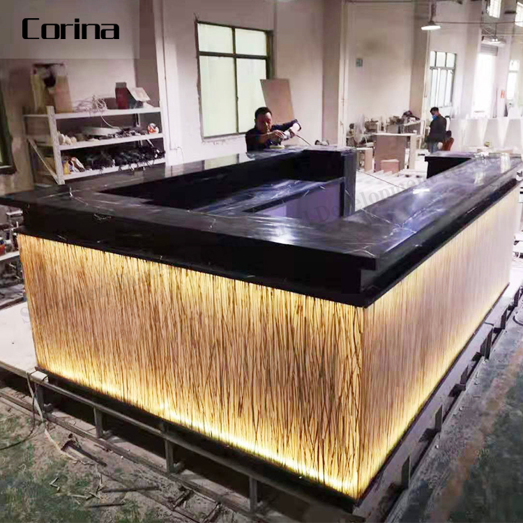 Corina De Luxe moderne de surface solide acrylique comptoirs de bar comptoir commercial A MENÉ LA table de barre