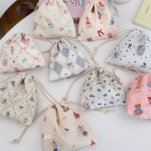 Juego de 3 Bolsas de Almacenamiento con Cordón de Dibujos Animados, Bolsa de Cosméticos con Estampado de Conejo, Bolsa Portátil para Lápiz Labial para Estudiantes y Niñas, Venta al por Mayor - Product Image 2