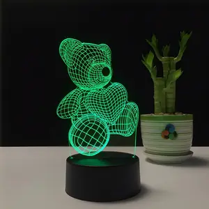 Sevimli dekor çocuk gece lambası 3D akrilik LED gece lambası 3D LED optik Illusion yatak odası dekoru masa lambası
